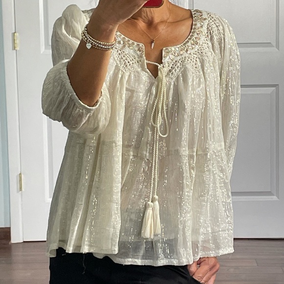 Anthropologie Tops - Anthropology RAGA Madi Shimmer Lined Peasant Top S